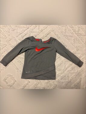 Nike Gray Crewneck Sweatshirt with Neon Pink Swoosh